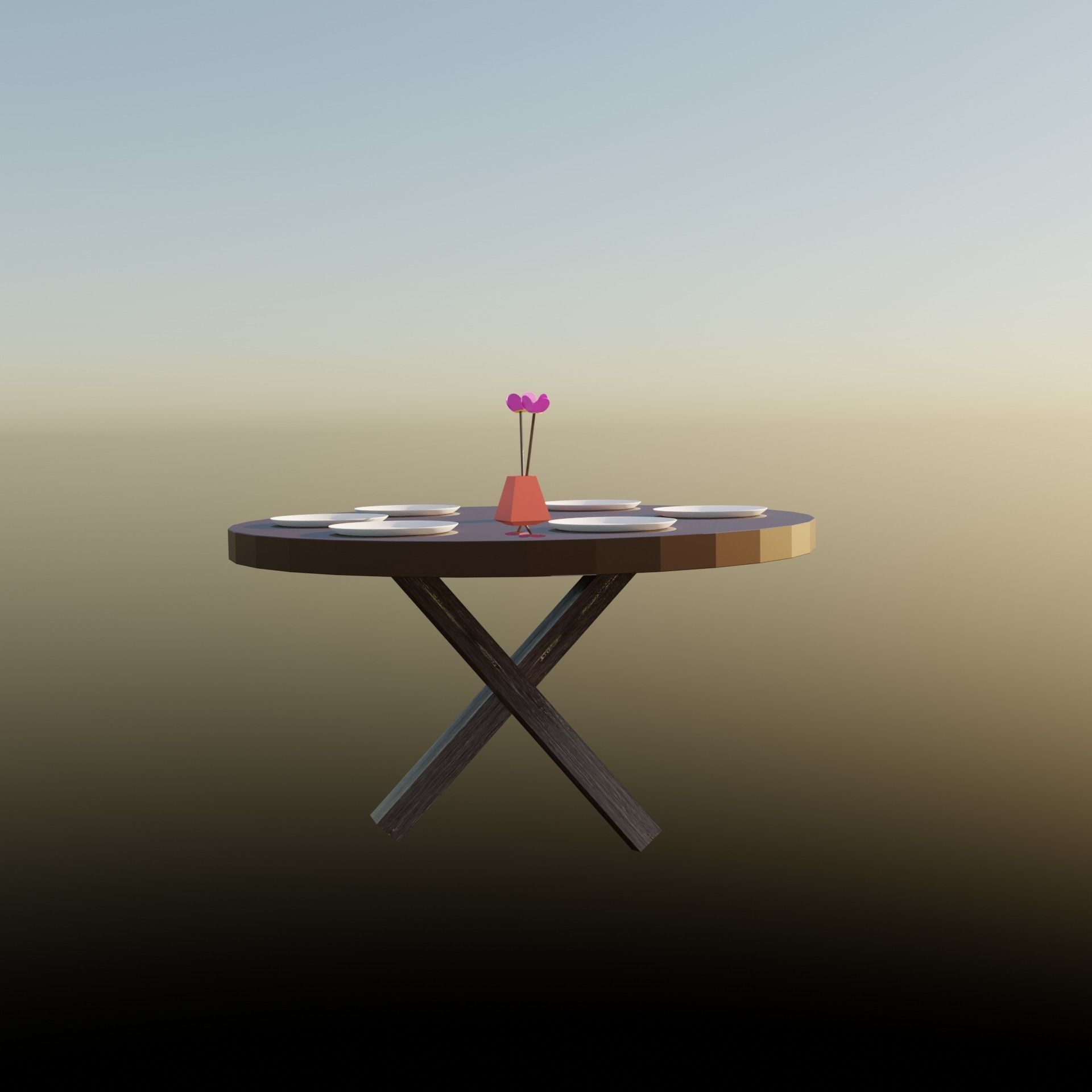 dinner table Low-poly 3D model_18