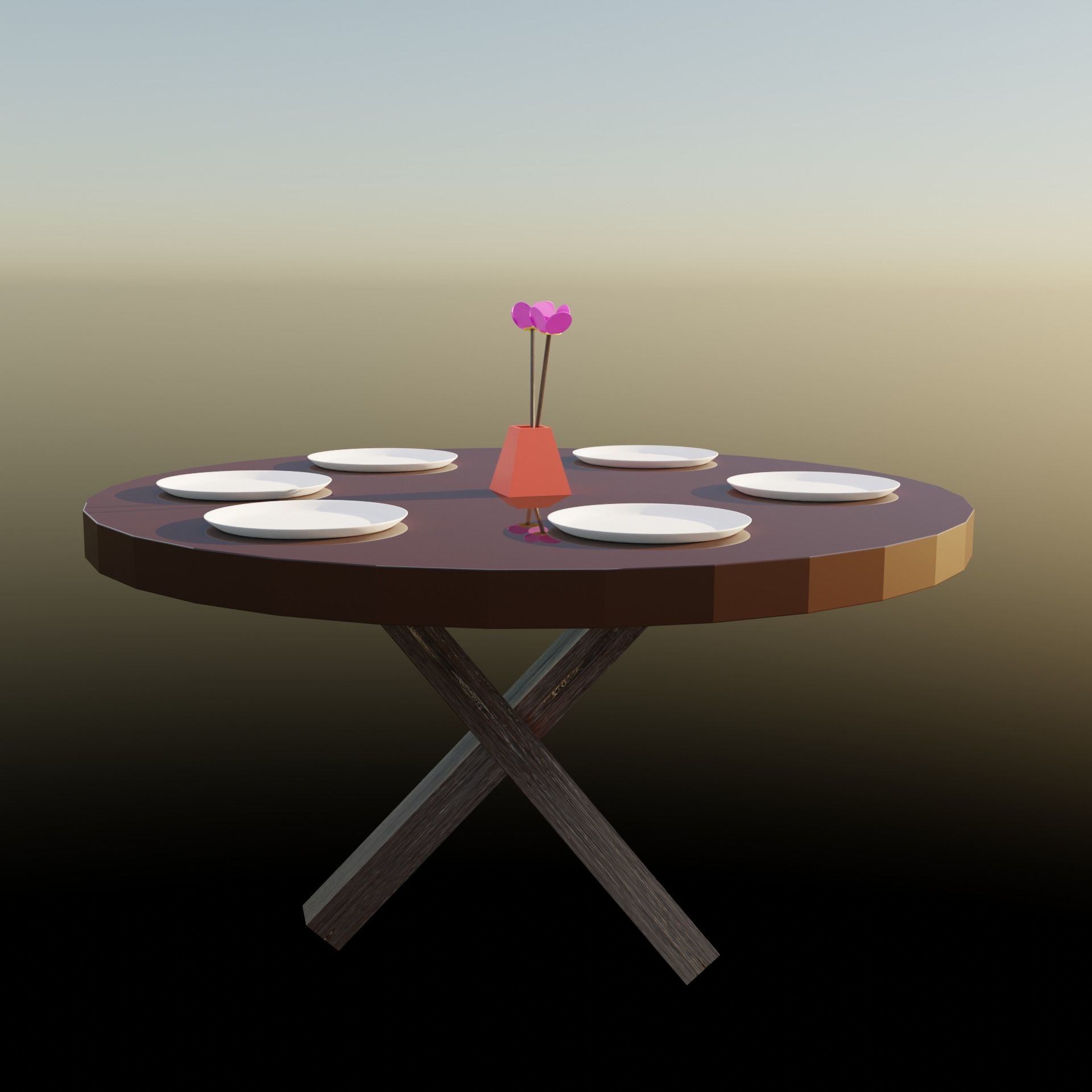 dinner table Low-poly 3D model_13