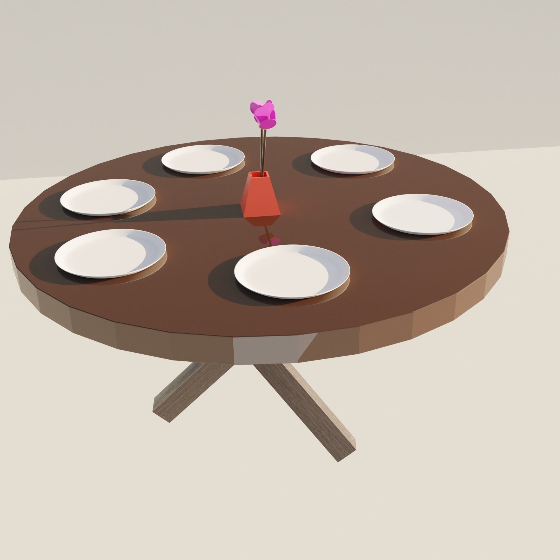 dinner table Low-poly 3D model_2