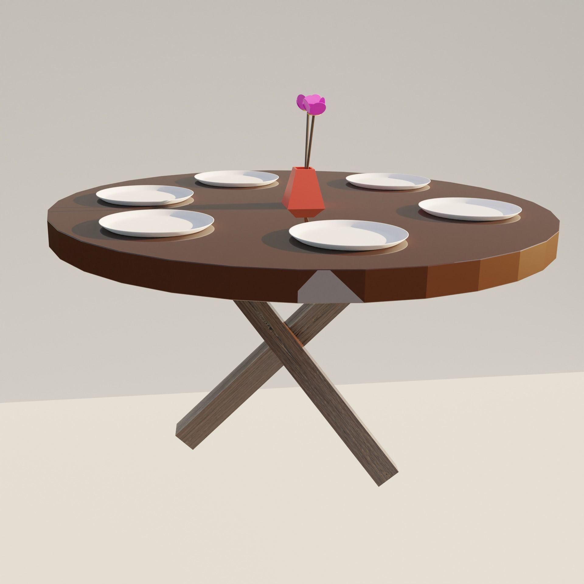 dinner table Low-poly 3D model_10