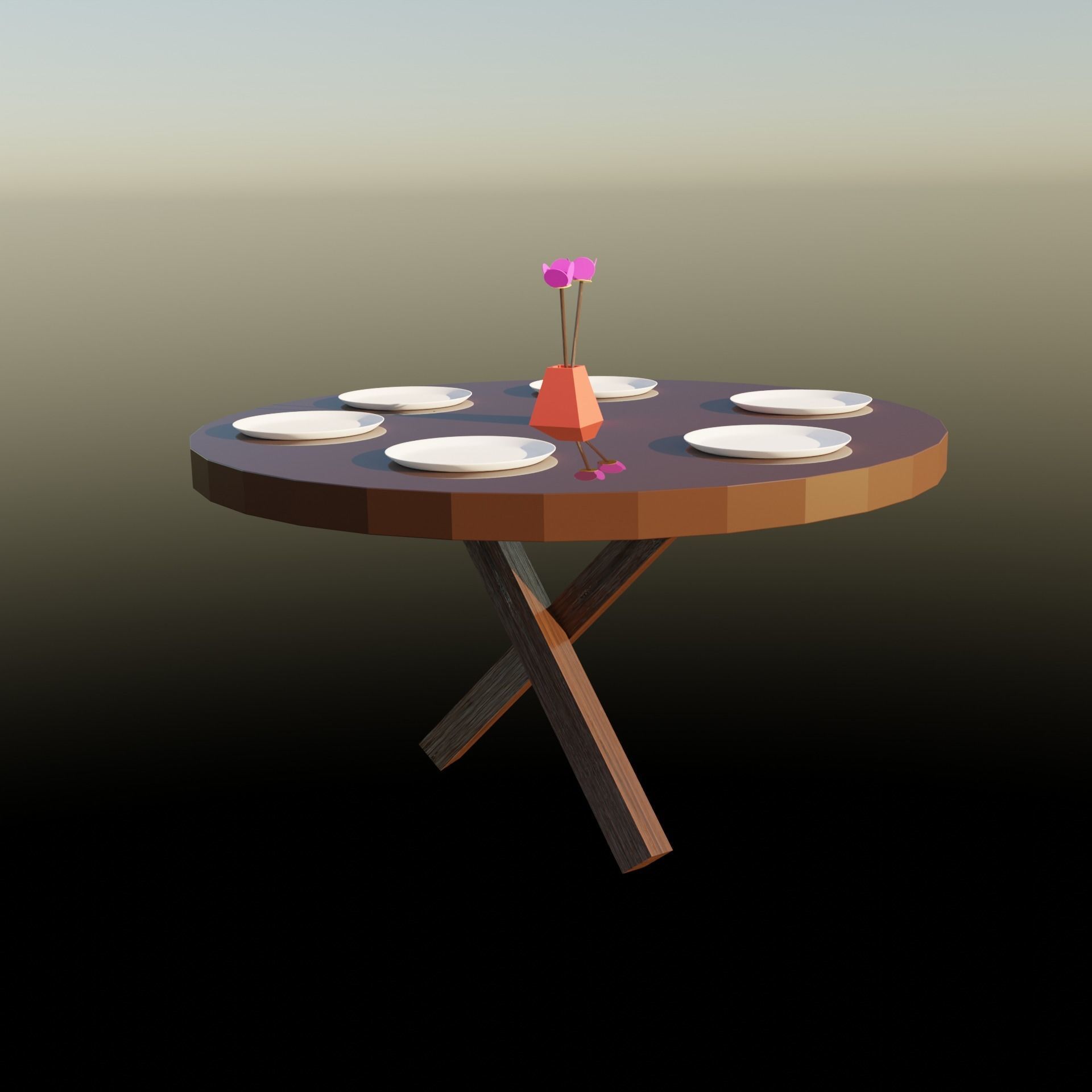 dinner table Low-poly 3D model_14