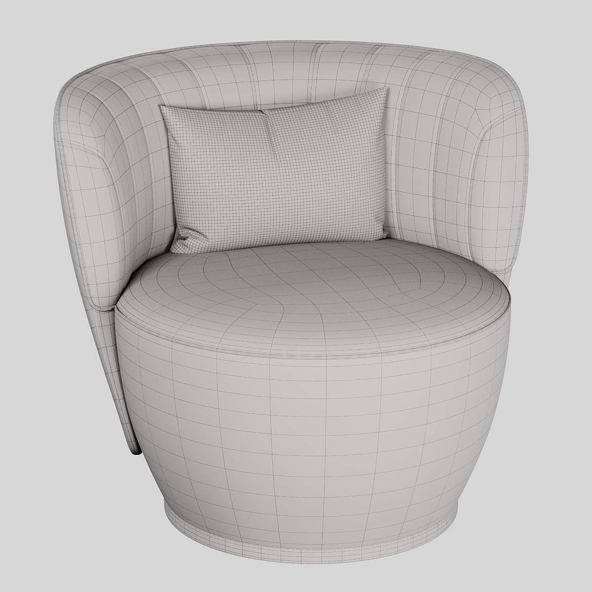 Pearl Armchair Low-poly 3D model_7