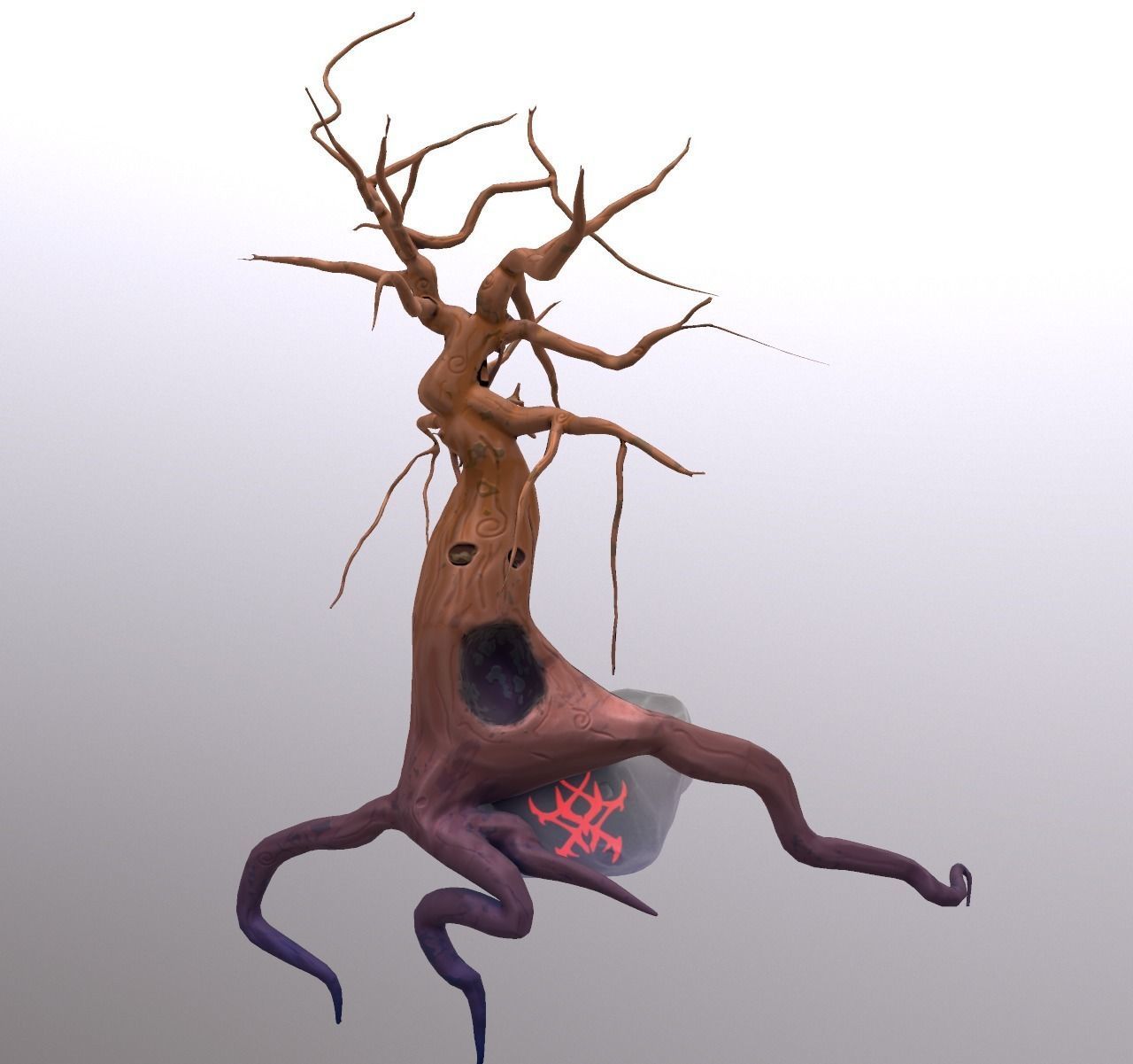 A Creepy Stylized Tree named Serpentine Sentinel 3D model_3