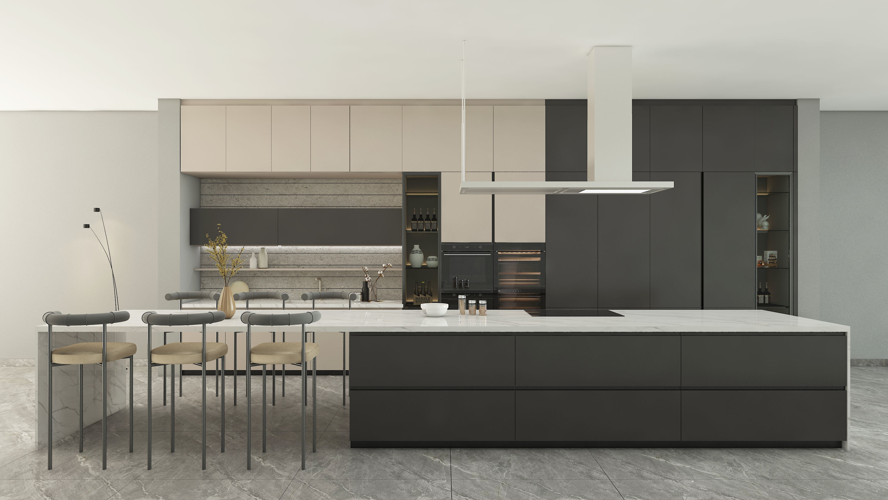 Modern style kitchen design 3D model_3