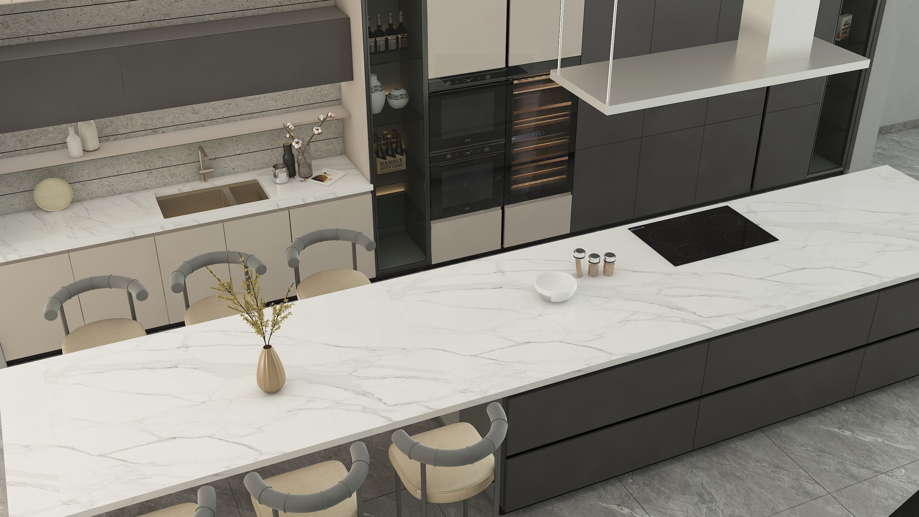 Modern style kitchen design 3D model_2