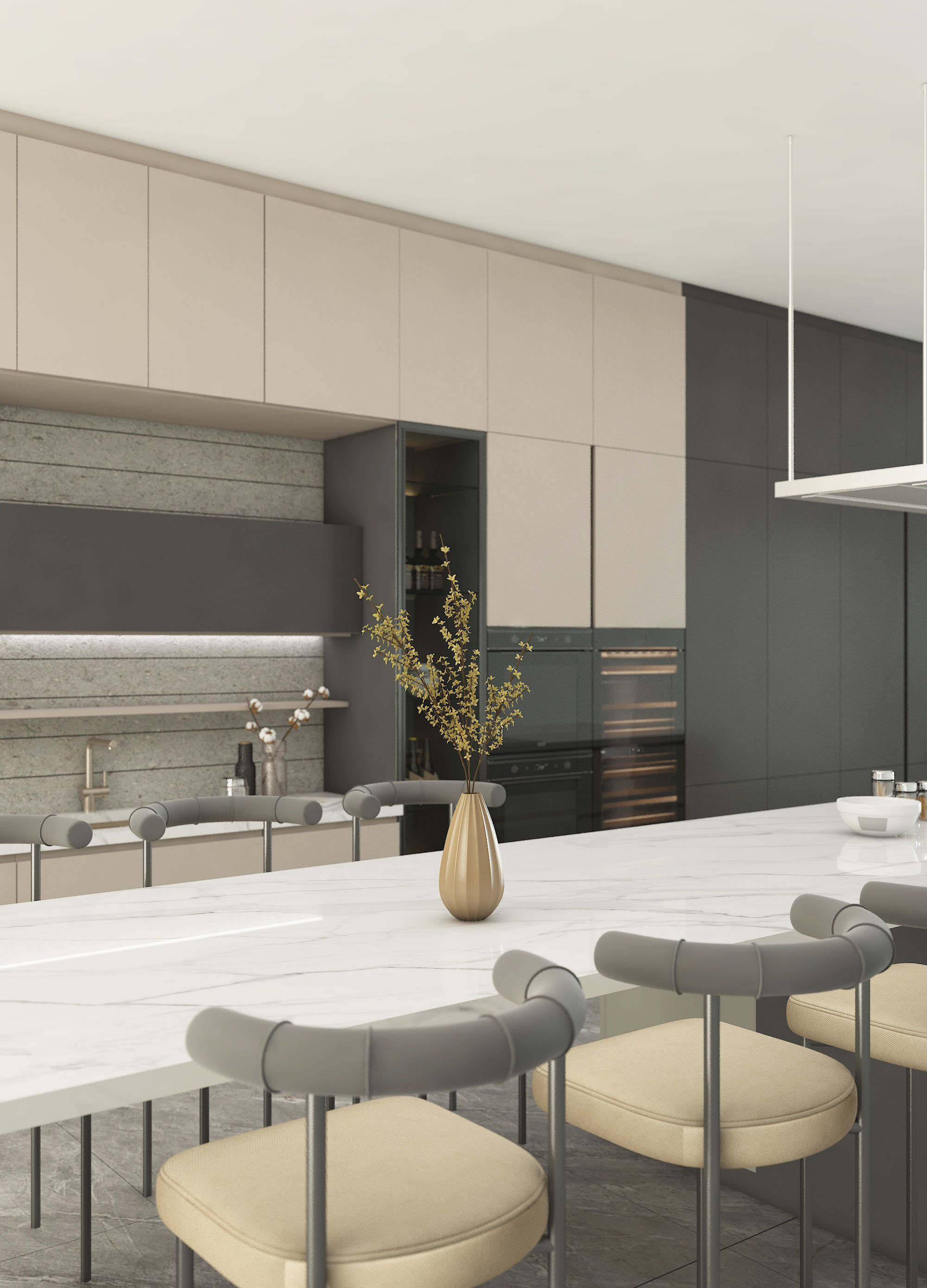 Modern style kitchen design 3D model_1
