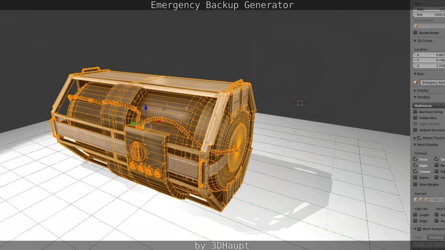 Futuristic Emergency Backup Generator  Low-poly 3D model_131