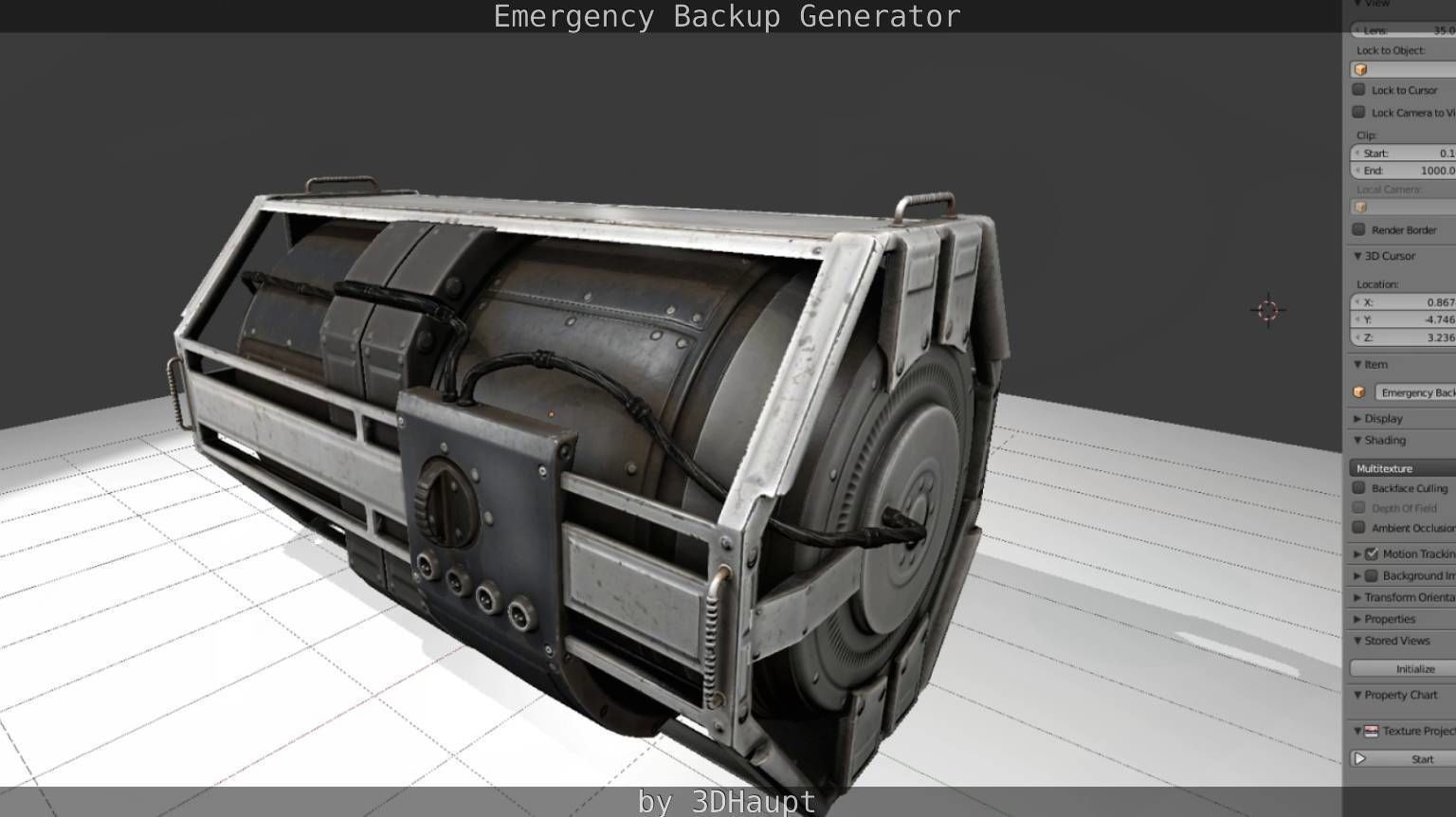 Futuristic Emergency Backup Generator  Low-poly 3D model_110