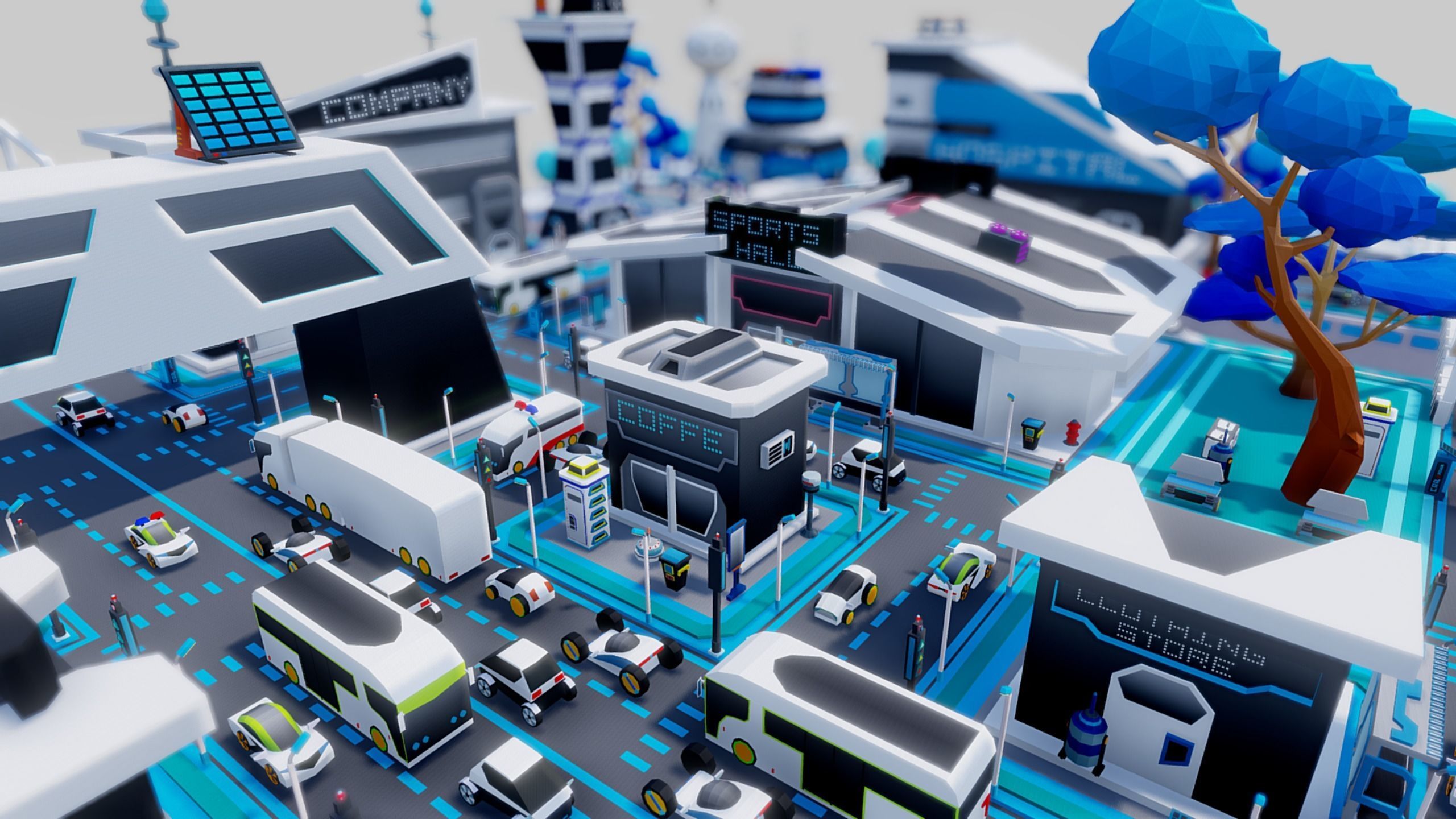 Smart City Low Polly Low-poly 3D model_3