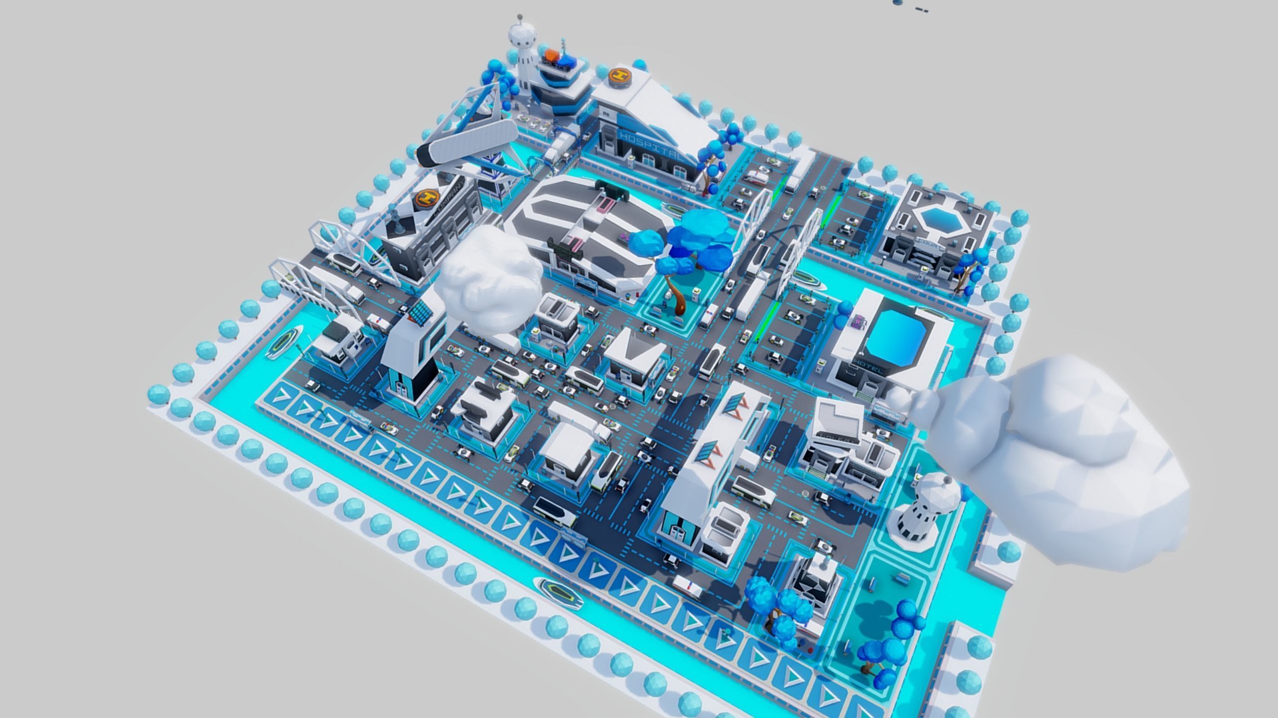 Smart City Low Polly Low-poly 3D model_5