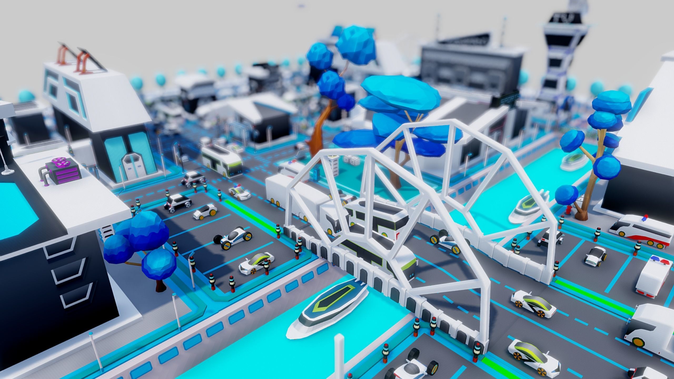 Smart City Low Polly Low-poly 3D model_14