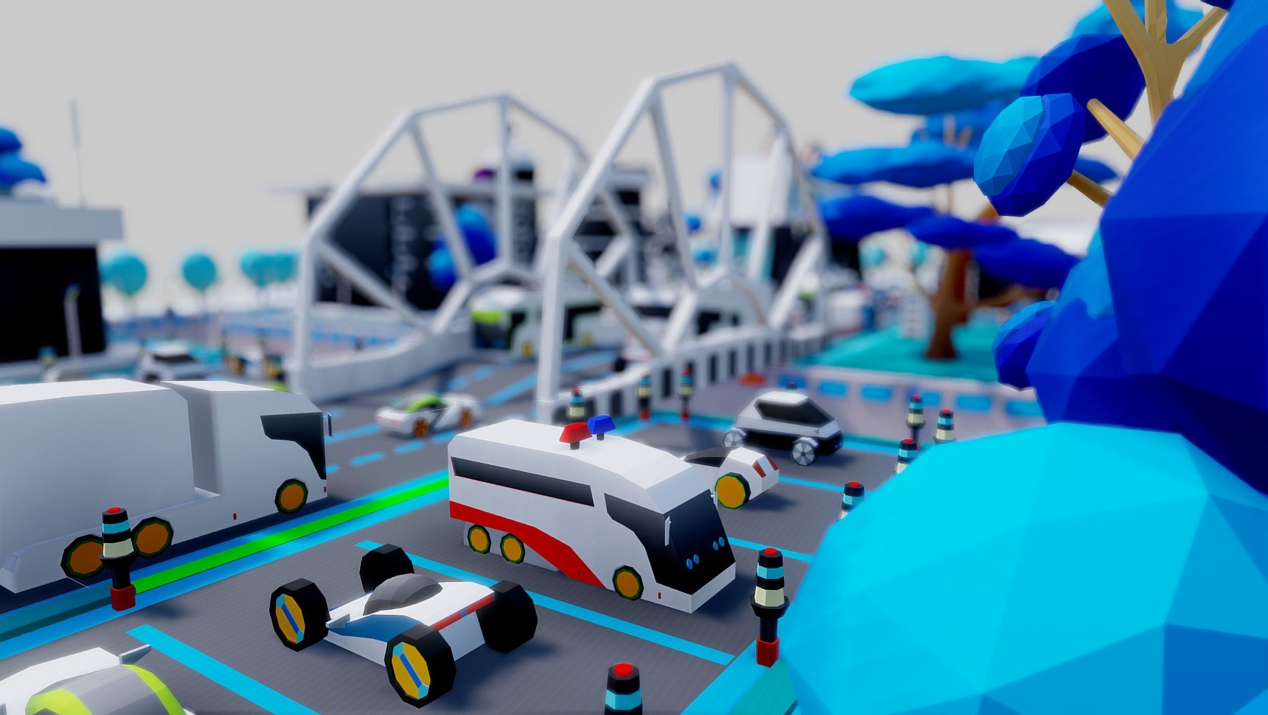 Smart City Low Polly Low-poly 3D model_7