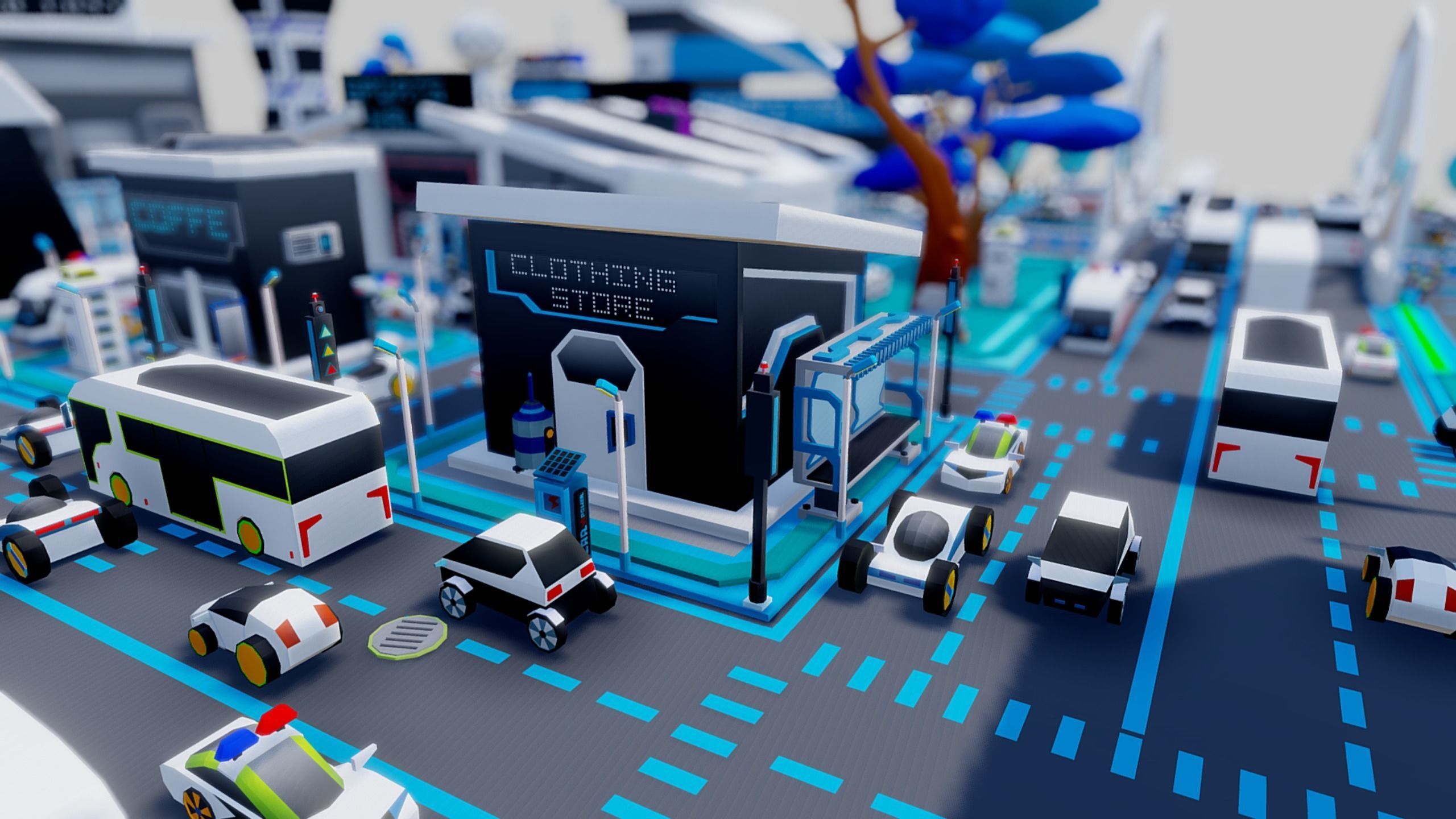 Smart City Low Polly Low-poly 3D model_13