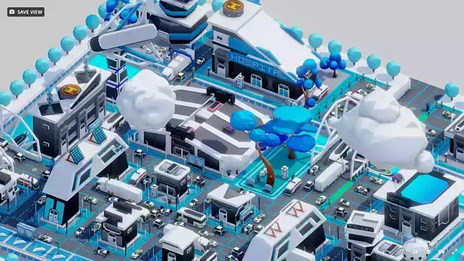 Smart City Low Polly Low-poly 3D model
