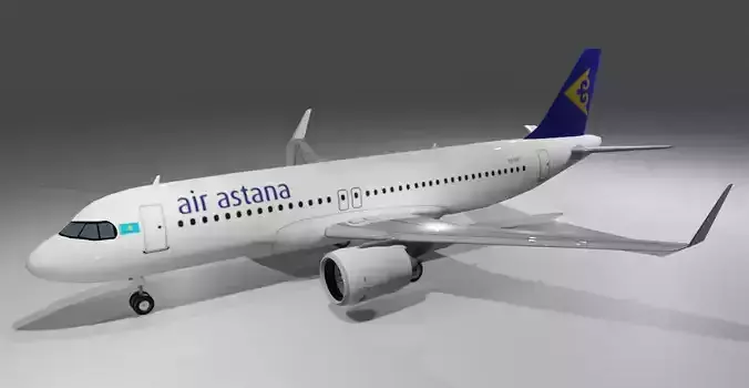 Air Astana airbus a320neo 3d model  Low-poly 3D model