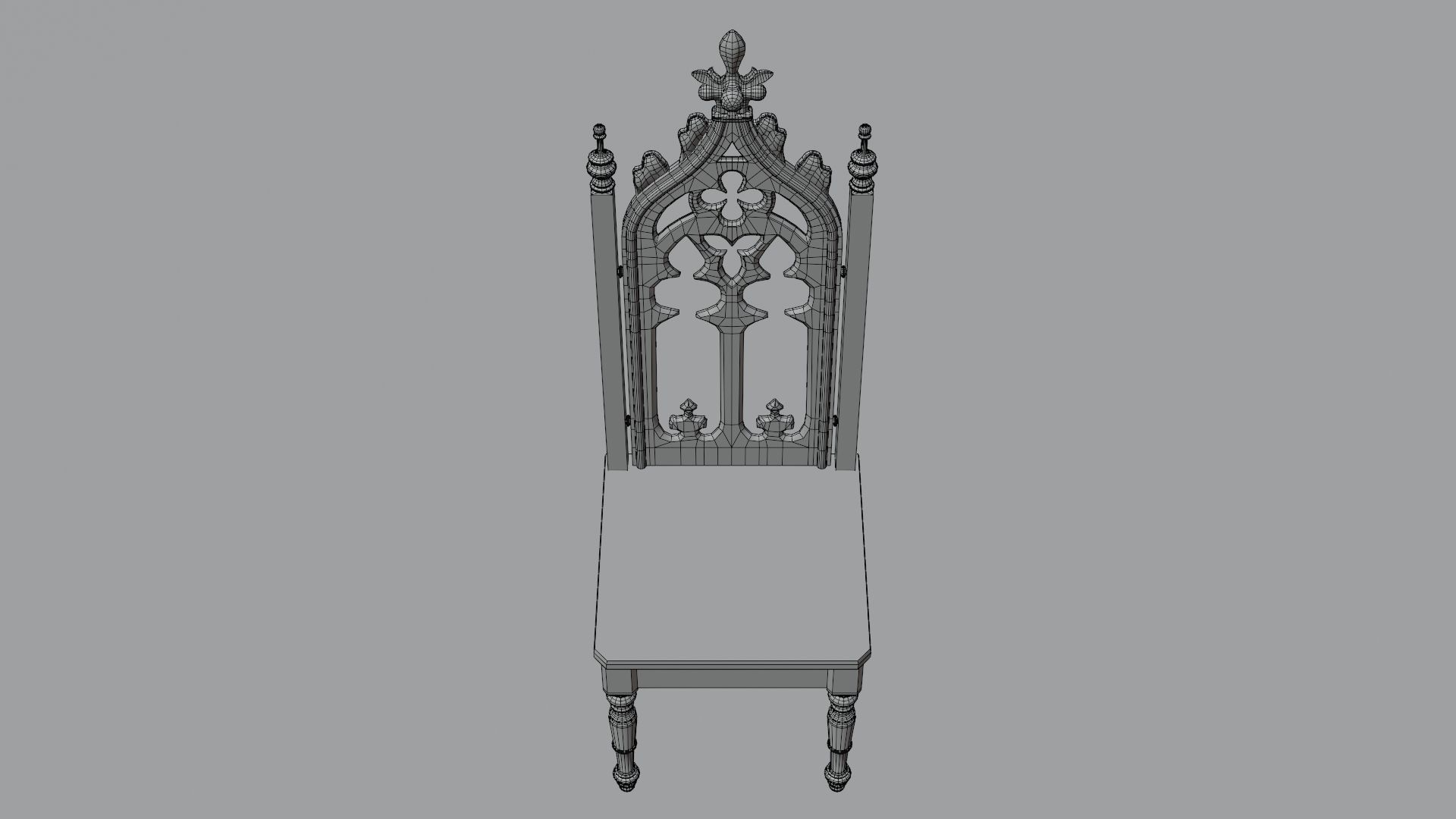 Medieval chair 3D model_14