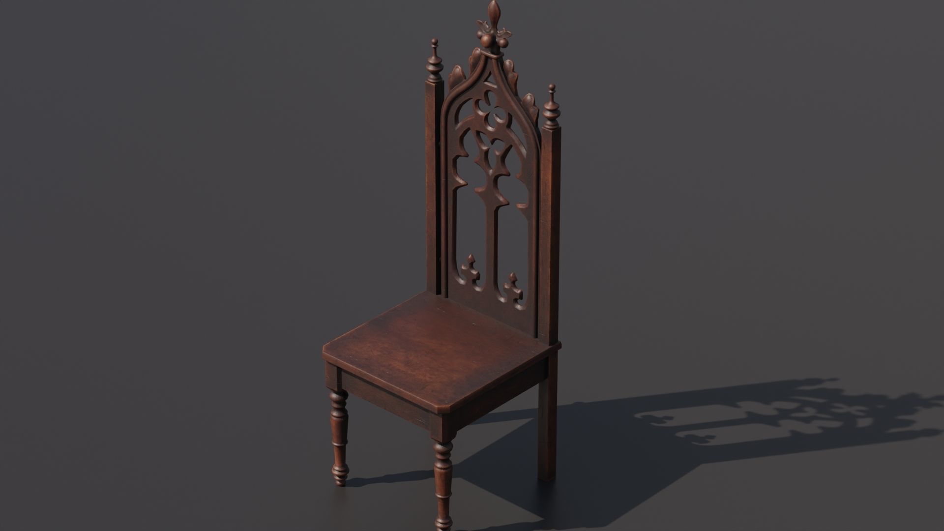 Medieval chair 3D model_4