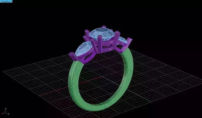 Three stone engagement ring round center diamond n 2 pear shape