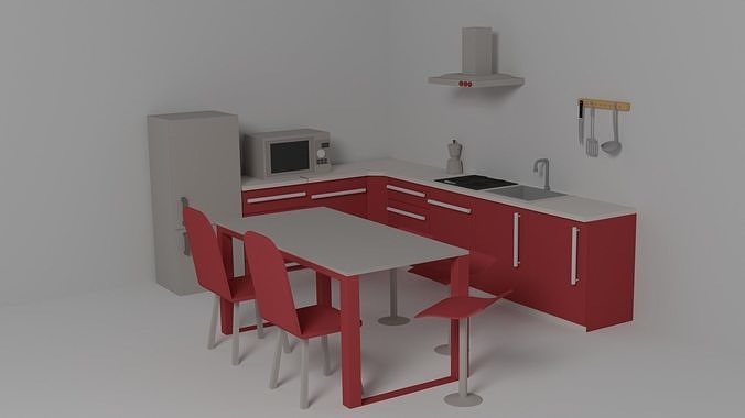 Low poly kitchen objects Free low-poly 3D model