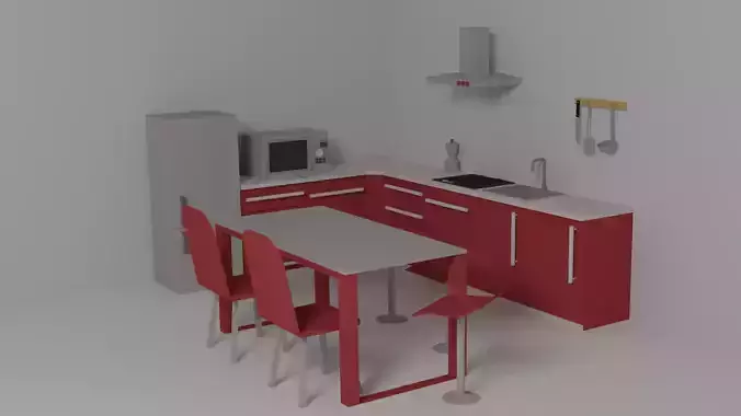Low poly kitchen objects