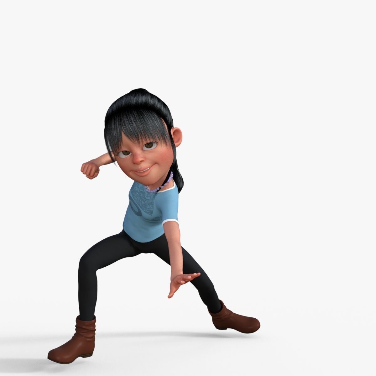 Cartoon Girl 3D model_27