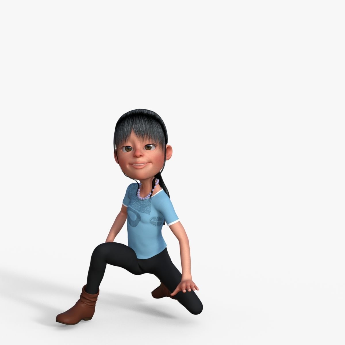 Cartoon Girl 3D model_33