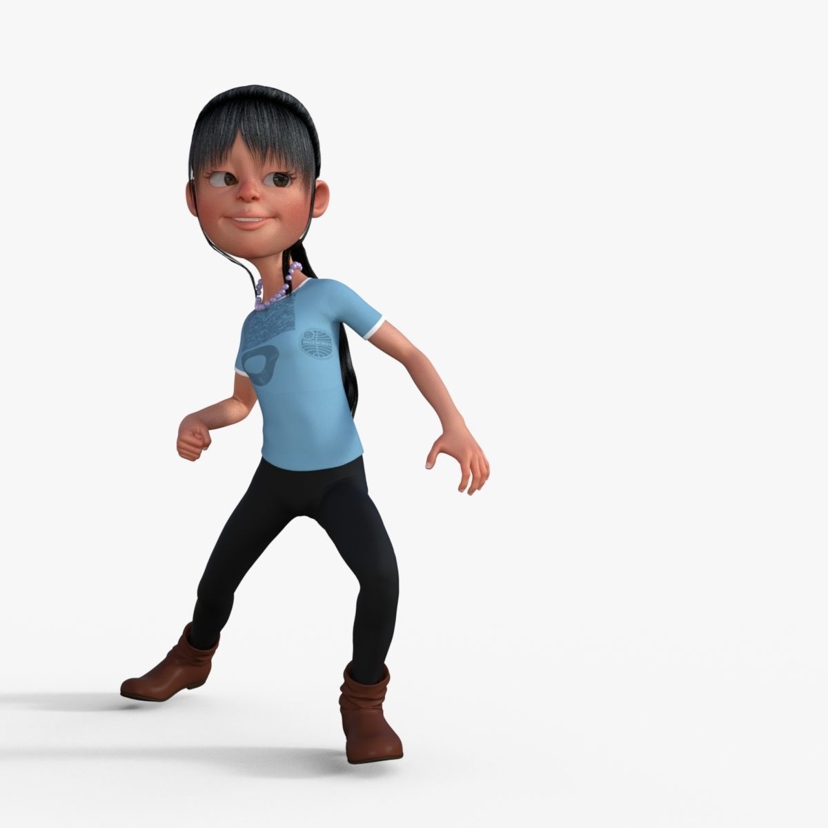 Cartoon Girl 3D model_29