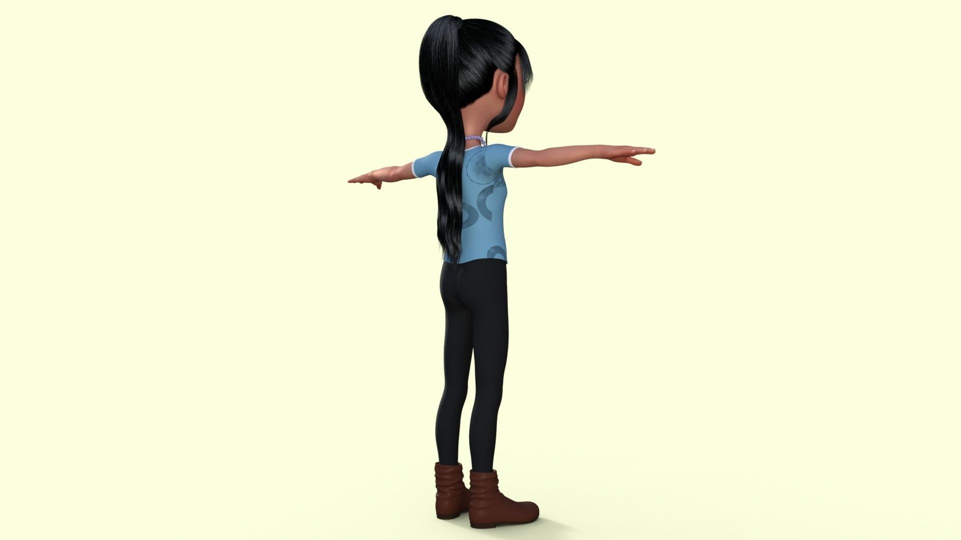 Cartoon Girl 3D model_16