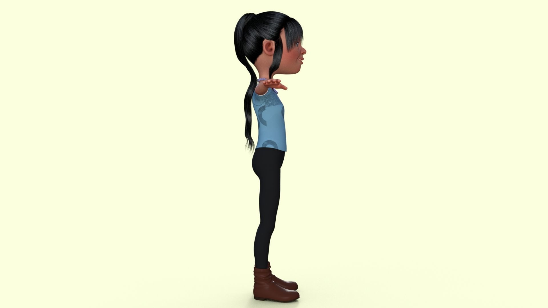 Cartoon Girl 3D model_21
