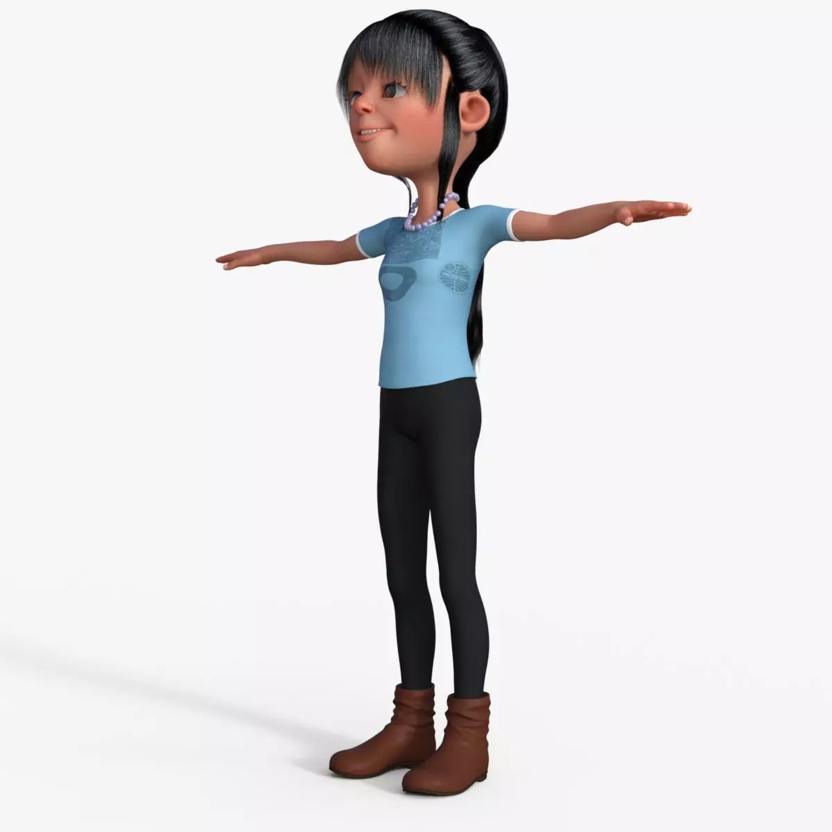 Cartoon Girl 3D model_0