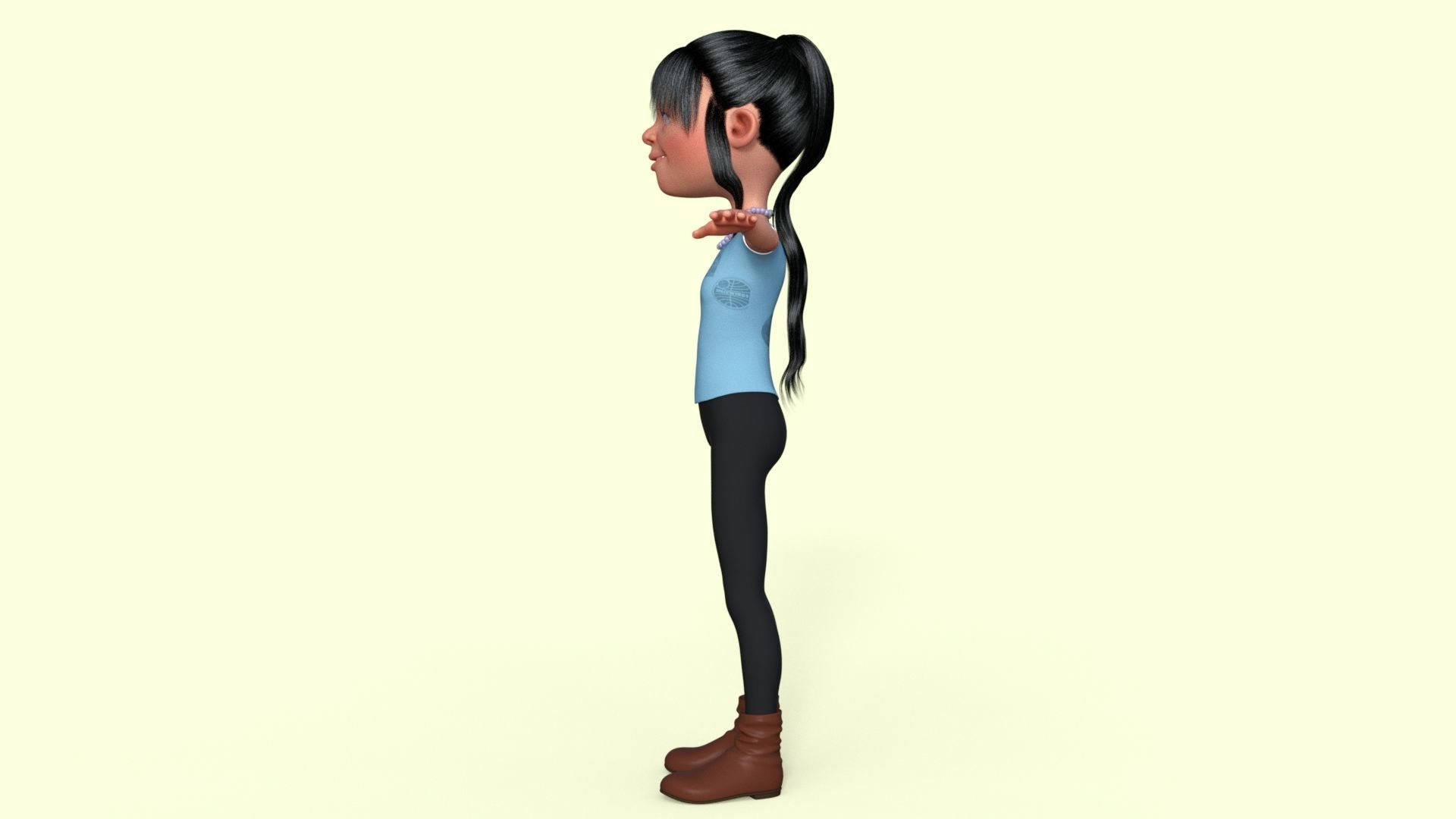 Cartoon Girl 3D model_18