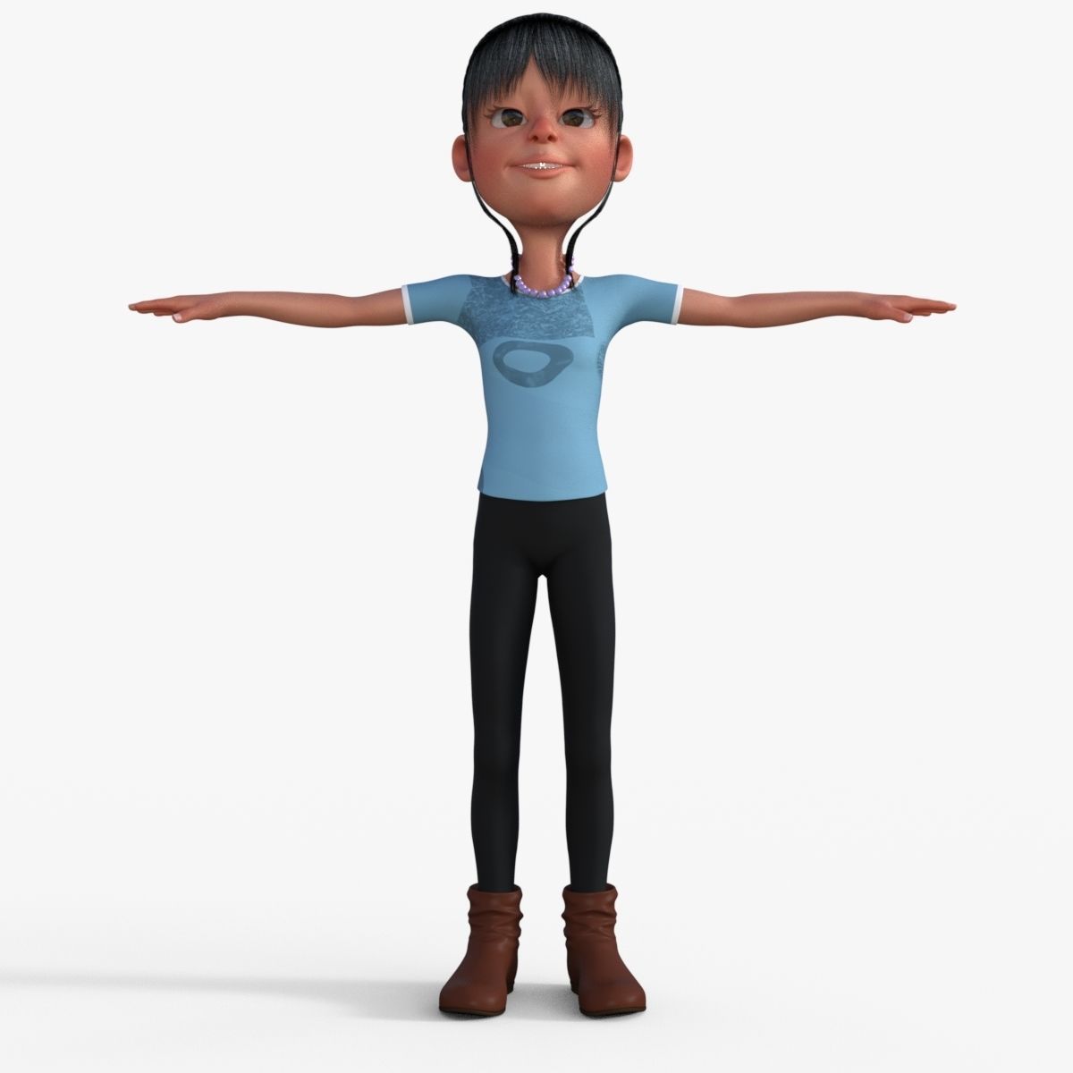 Cartoon Girl 3D model_1