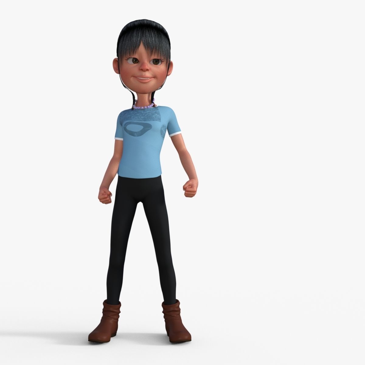 Cartoon Girl 3D model_30