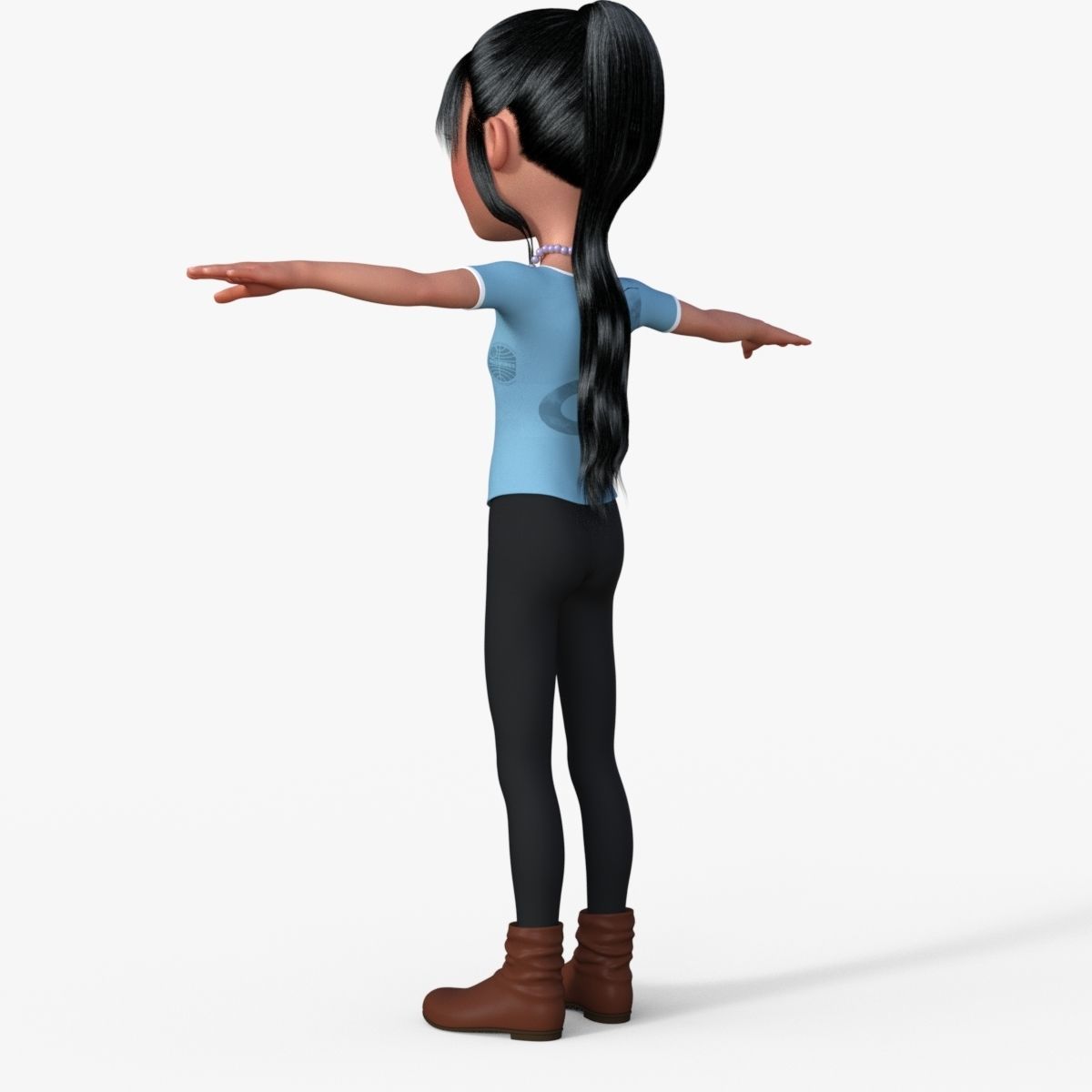 Cartoon Girl 3D model_4