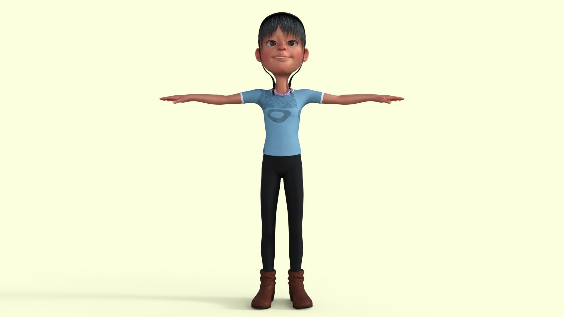 Cartoon Girl 3D model_14