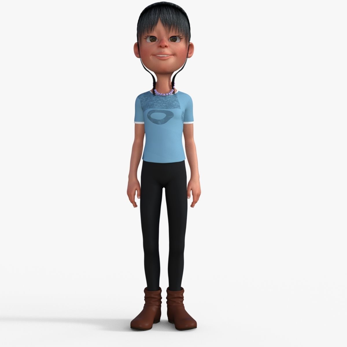 Cartoon Girl 3D model_31