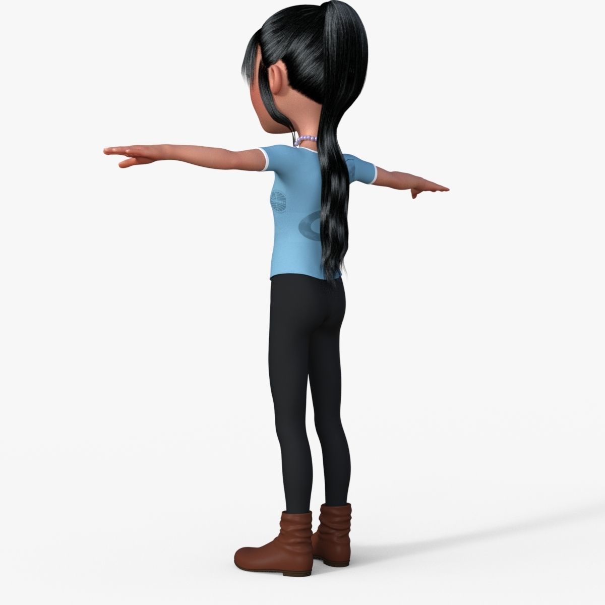 Cartoon Girl 3D model_12