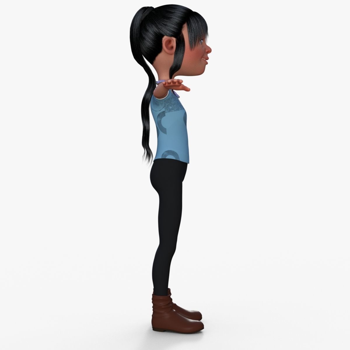 Cartoon Girl 3D model_7