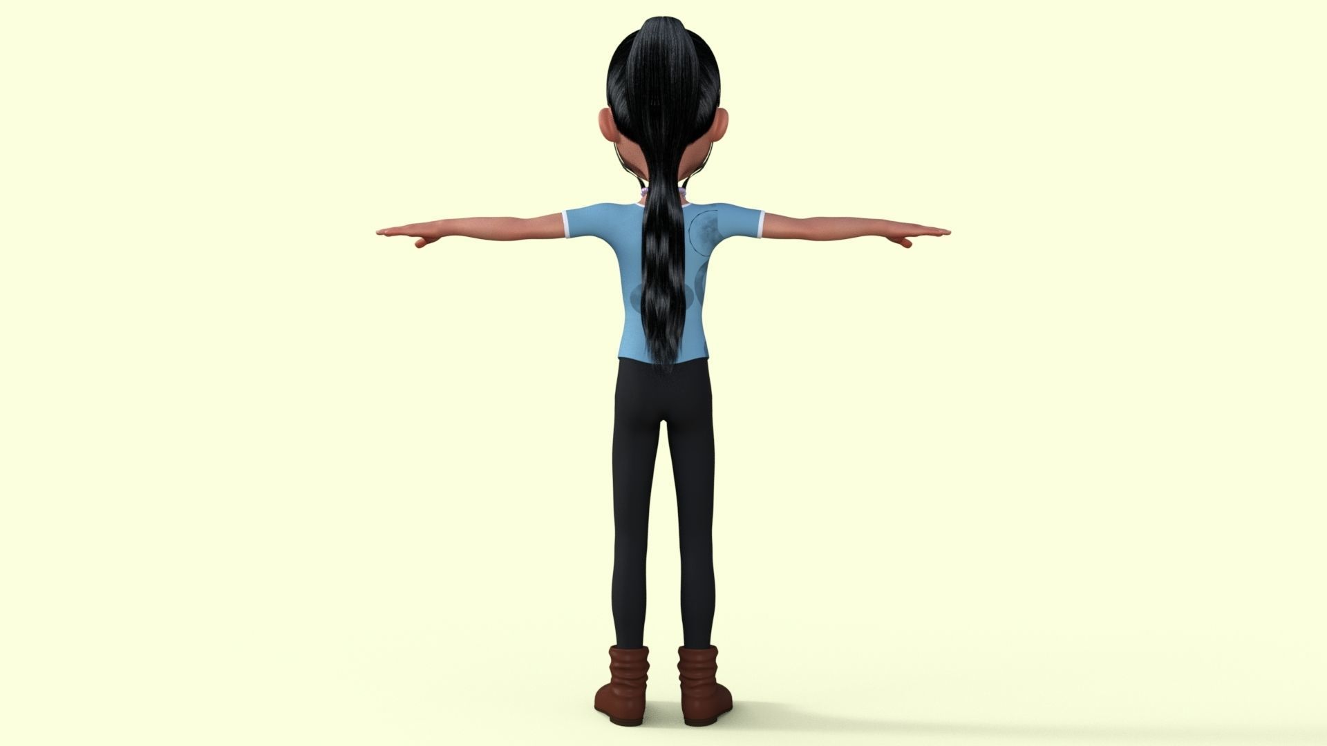 Cartoon Girl 3D model_20