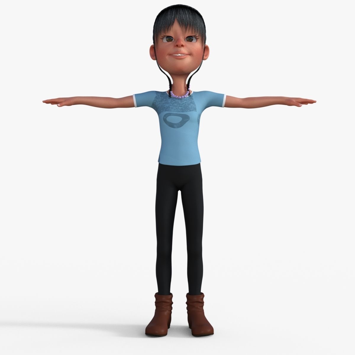 Cartoon Girl 3D model_9