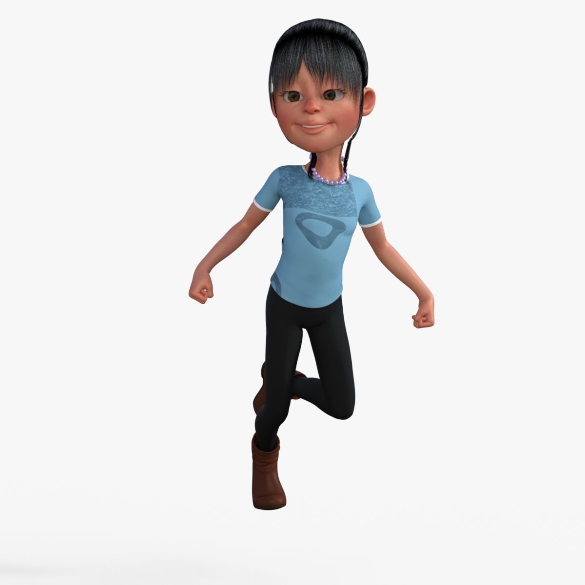 Cartoon Girl 3D model_34