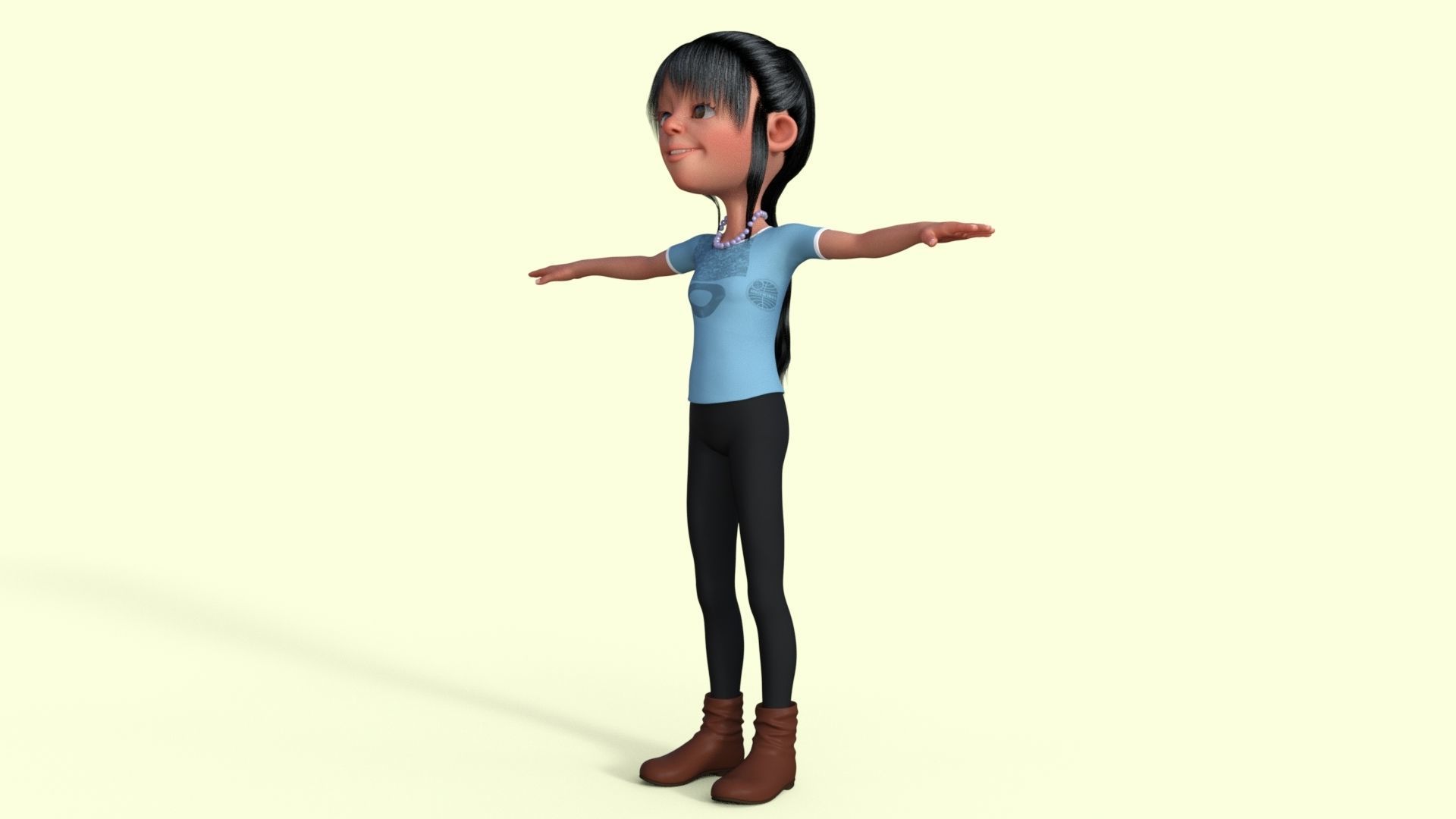 Cartoon Girl 3D model_24