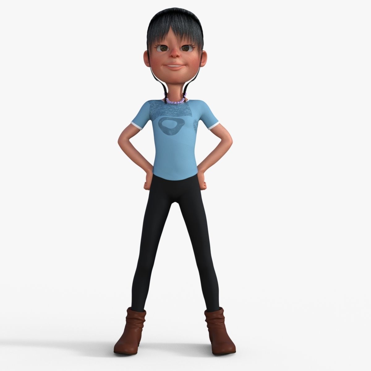 Cartoon Girl 3D model_35