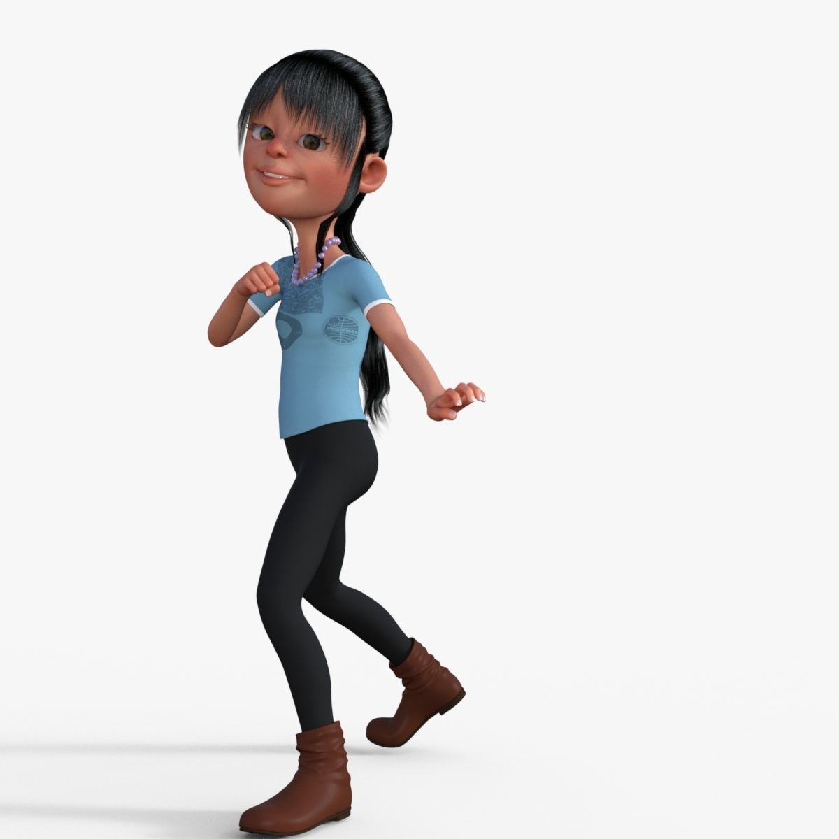 Cartoon Girl 3D model_36