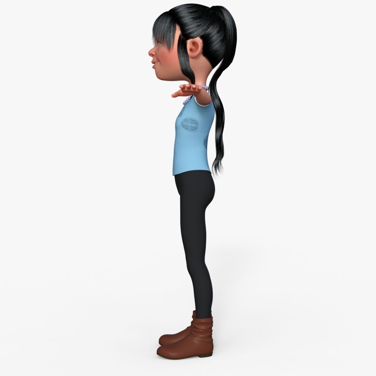 Cartoon Girl 3D model_11