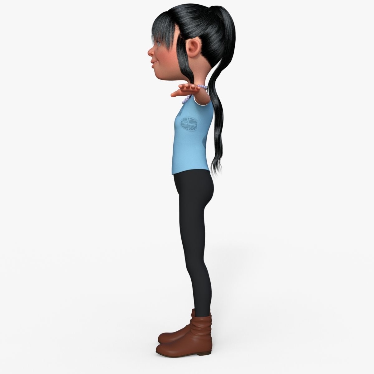Cartoon Girl 3D model_3