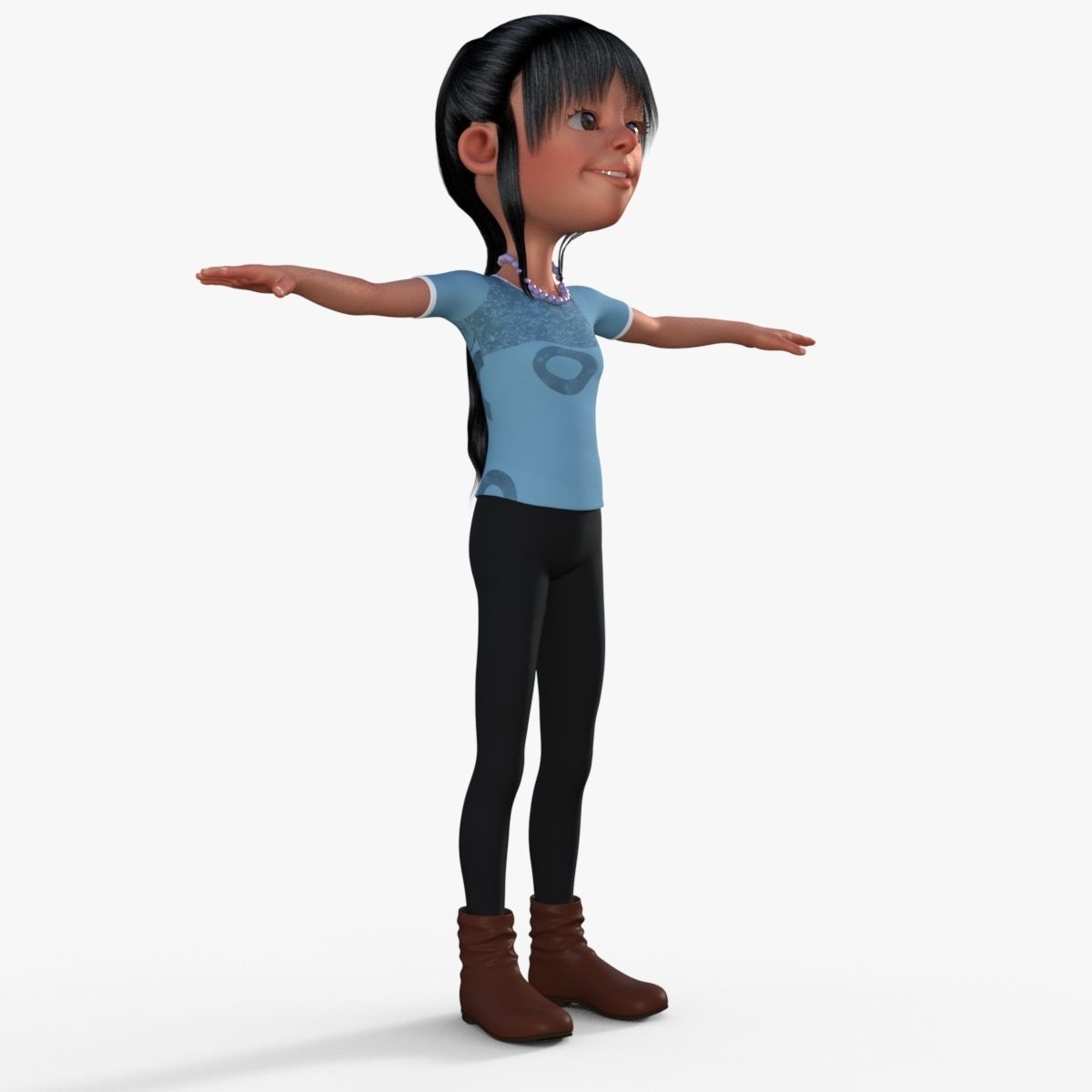 Cartoon Girl 3D model_8