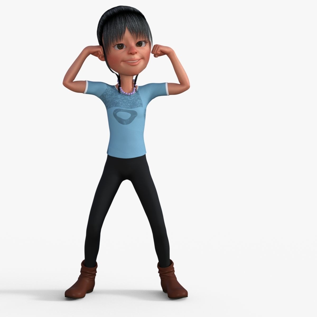 Cartoon Girl 3D model_28