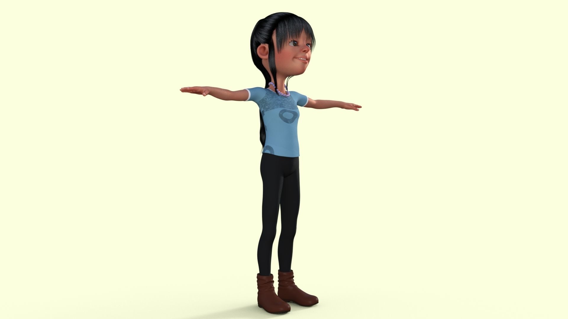 Cartoon Girl 3D model_15