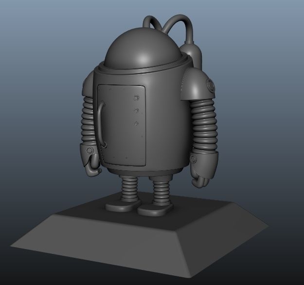 Robot low poly android with flashlight Low-poly 3D model_10